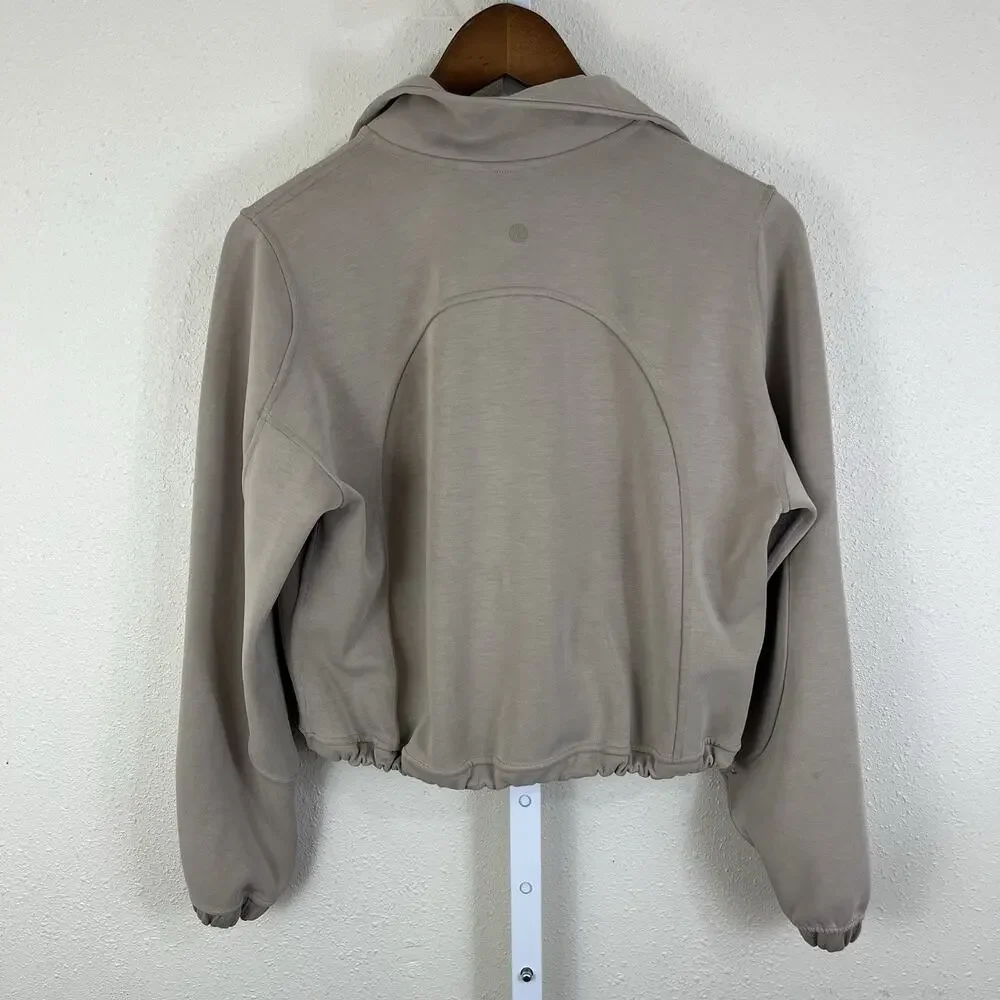 Lululemon Size 8 Brushed Softstreme Half Zip Coo Pullover Oversized Brushed Oak - Picture 4 of 8